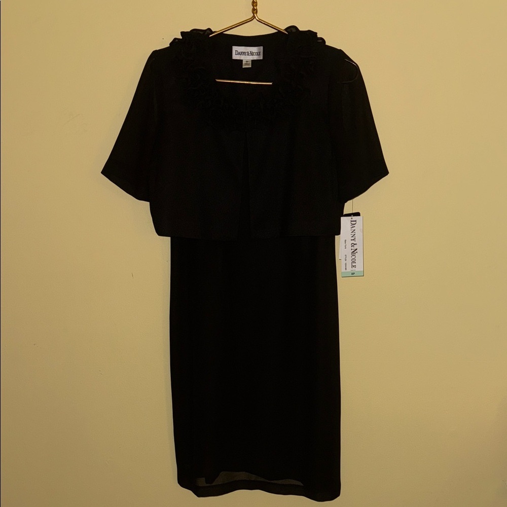 Danny & Nicole Petite Black Dress + Cardigan Set